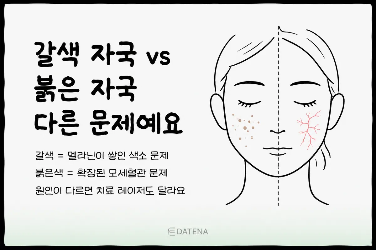 痘痘消退後留下的褐色與紅色，成因並不相同。褐色與黑色素有關，紅色則可能與擴張的微血管有關